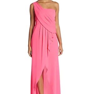 BCBGMAXAZRIA Draped One-Shoulder Gown
